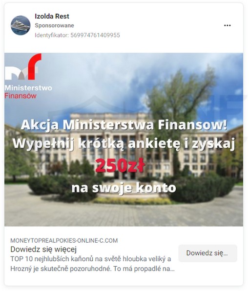 Poglądowe fałszywe zdjęcie z logiem Ministerstwa Finansów