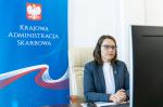 Szef KAS Magdalena Rzeczkowska podczas wideokonferencji (źródło: MF)