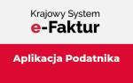 Na biało-czerwonym slajderze napis: krajowy system e-faktur, aplikacja podatnika.